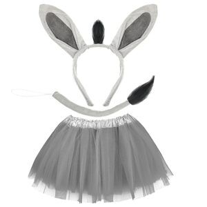9296 3 Pcs Halloween Costume Animal Tutu Ears Headband Tail